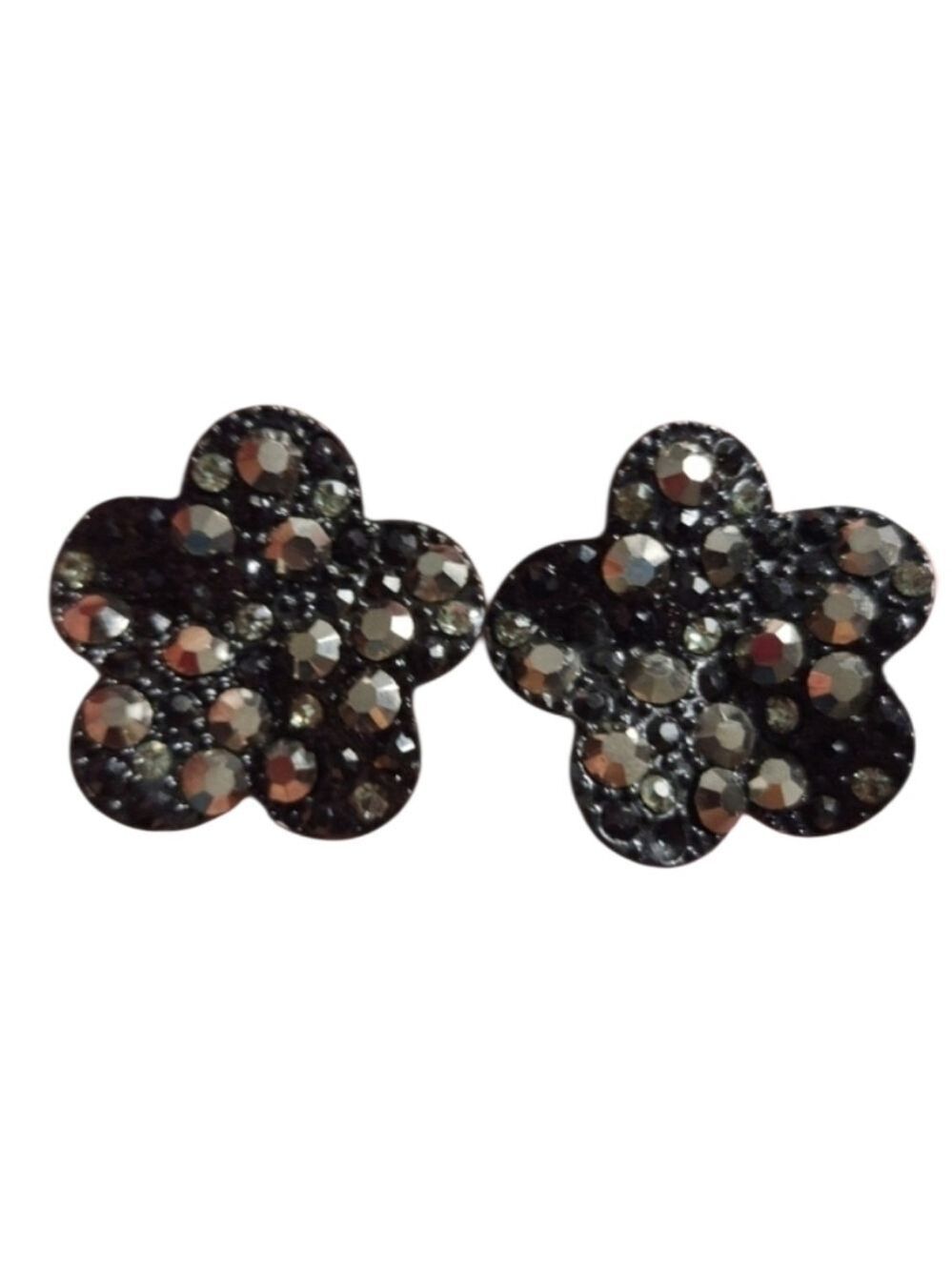 Black Crystal Cluster Earrings